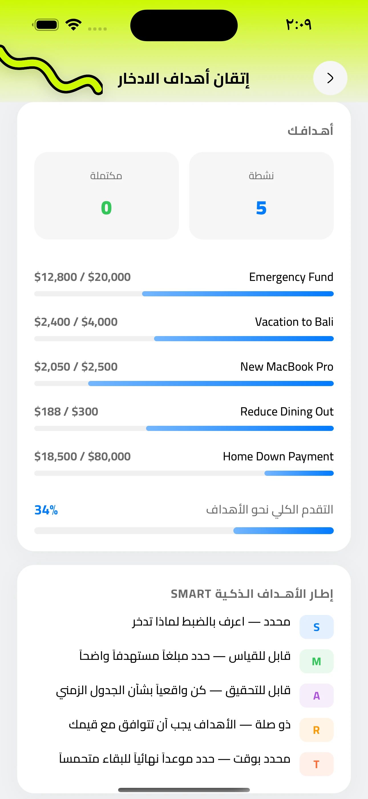 Savings goals
