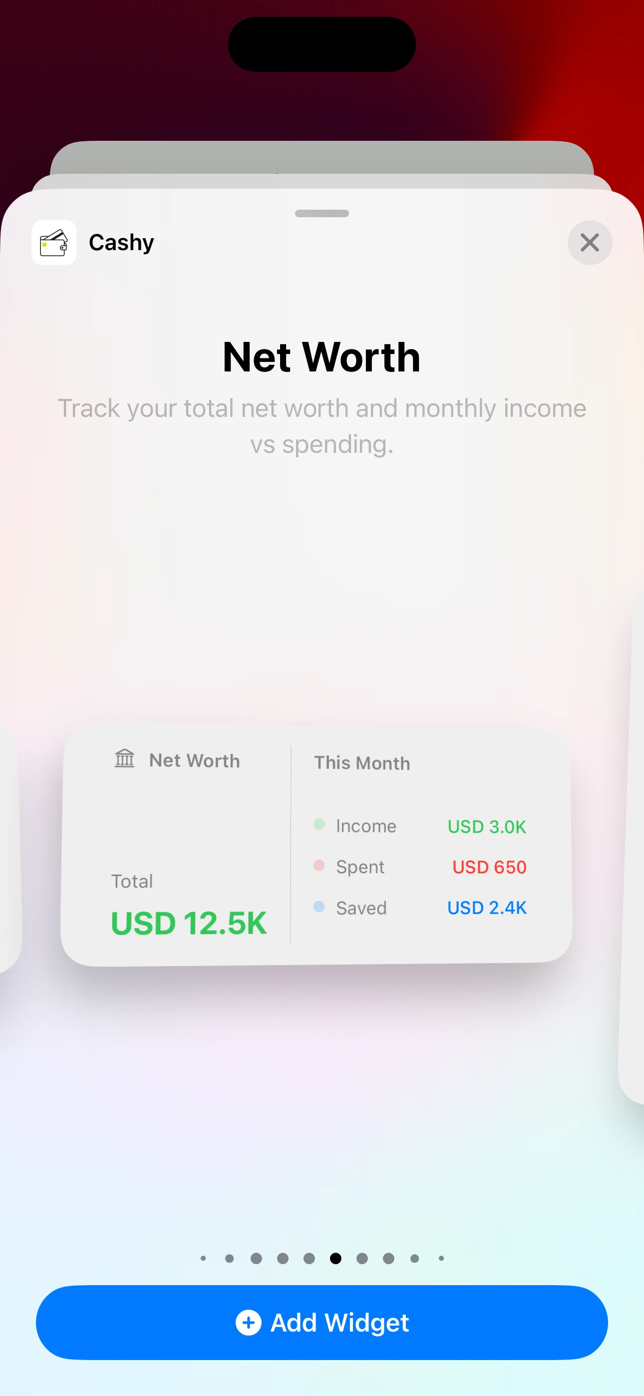 Net worth widget